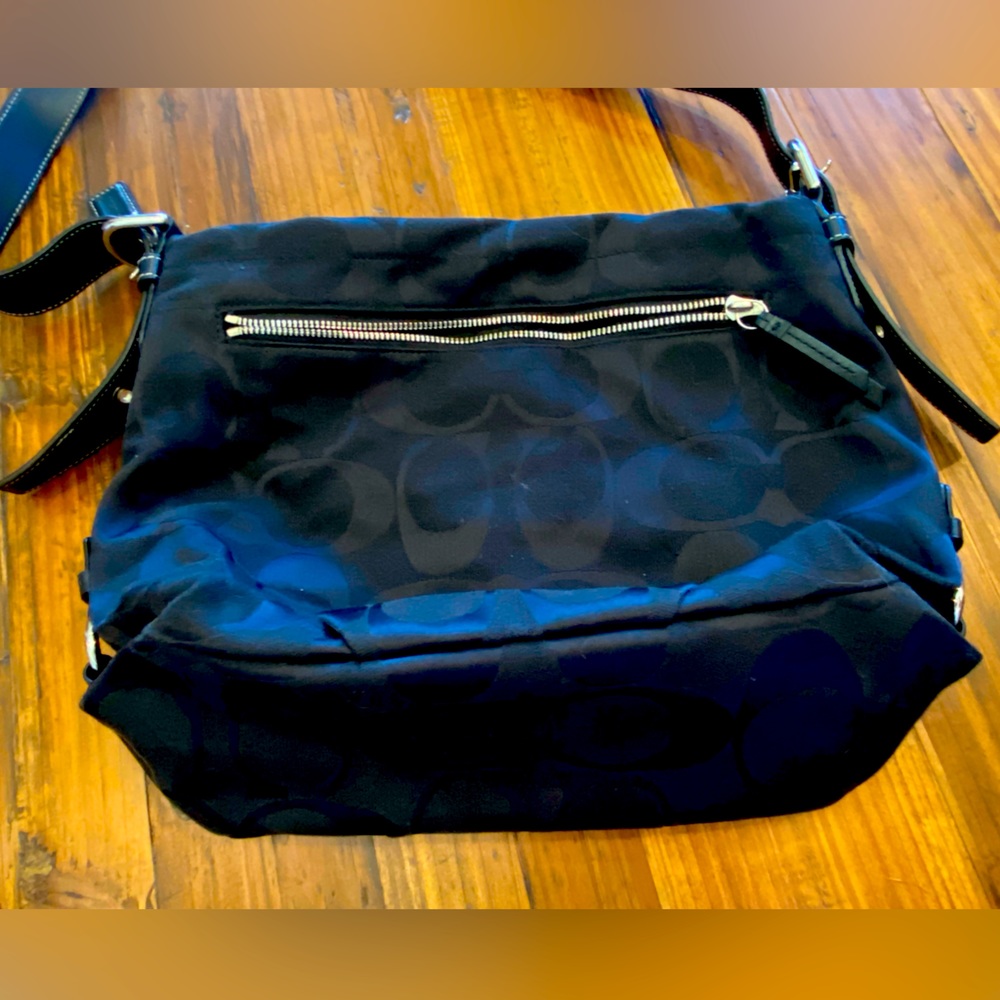 Authentic Solid Black Signature Pattern Coach Hob… - image 5